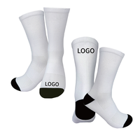 Chaussettes blanches en coton et polyester avec logo personnalisé pour l'école Chaussettes blanches d'équipage en jacquard brodé par sublimation