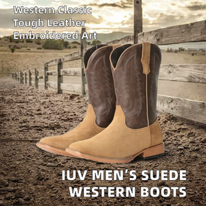Botas Vaqueras de Cuero <span class=keywords><strong>IUV</strong></span> Personalizadas para Hombre, con Punta Cuadrada, Estilo Western, Duraderas, Clásicas y Bordadas - Product Image 2