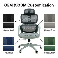 Silla de Oficina Ergonómica Moderna de Malla con Reposacabezas Ajustable, Silla de Trabajo para Oficina, Hogar, Hotel