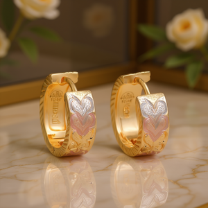 Pendientes de Aro Chapados en Oro Lucca con Diseño de Corazón, Cristales de Estrás y Engaste de Bisel, Joyería Romántica para Uso Diario de Mujer - Product Image 2
