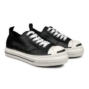 QIFON Japanese <b>Style</b> Men's Casual Shoes Horse Leather Canvas Big <b>Head</b> Thick Bottom Niche Trendy Vulcanized Shoes Genuine Leather - Product Image 3