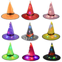Nuovo cappello da strega portatile retrò a LED, decorazione in tela di cotone luminosa per Halloween, regalo per feste di Halloween