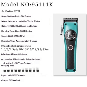 Cortadora y Recortadora de Pelo Eléctrica Profesional para Salón, 7800 RPM, Resistente al Agua, 6 Horas de Autonomía, con Peines Limitadores y Base de Carga - Product Image 5