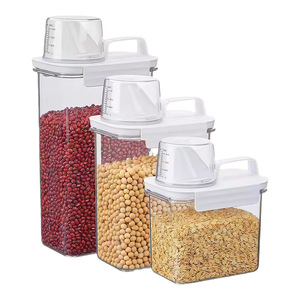 กล่องเก็บอาหารพลาสติกปลอดสาร BPA พร้อมฝาปิดแบบกดเปิด-ปิด ปิดสนิท ซ้อนกันได้ ใช้สำหรับเก็บซีเรียล แป้ง และอื่นๆ - Product Image 1