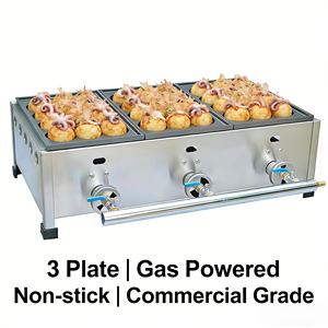 Nouvelle Arrivée Machine à Takoyaki Multifonctionnelle à Gaz Antiadhésive, <span class=keywords><strong>Gaufrier</strong></span> à Boulettes de Poisson, Gril Japonais à Boulettes de Poulpe à 3 Plaques en Promotion - Product Image 1