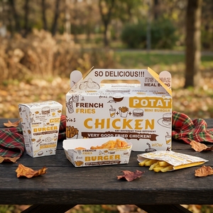 Kunden spezifische Brathähnchen Hamburger Fast-Food-Verpackungs serie Boxen Für Pommes Frites, Popcorn, Snacks - Product Image 6