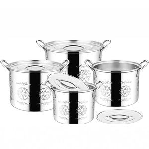 Juego de Ollas de Acero Inoxidable de 24+26+28+30CM, Gran Capacidad, Olla Profunda para Sopa y Caldo, para Cocina India, Utensilios de Cocina de Metal Sostenible - Product Image 5