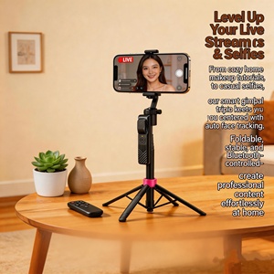 Perche à selfie <span class=keywords><strong>avec</strong></span> suivi automatique du visage et <span class=keywords><strong>trépied</strong></span> 360° °   <span class=keywords><strong>Télécommande</strong></span> Bluetooth portable rotative pour iPhone TikTok Live Vlog - Product Image 1