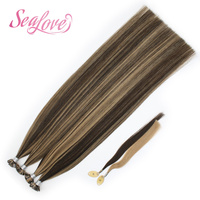 Extensions de cheveux humains Remy à pointe plate, double épaisseur, kératine, pointe en K, lisses et douces, pré-collées