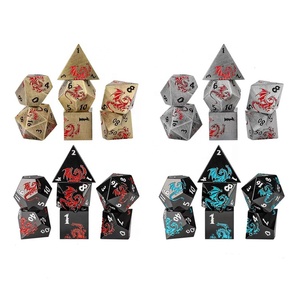 New Metal Zinc Alloy Polyhedron Dragon Pattern Right Angle DND Dice Set Dungeons &amp; Dragons Running Group Table <strong>Game</strong> Toy <strong>Gift</strong> - Product Image 1