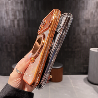 Coque magnétique anti-chute en TPU avec miroir de maquillage à bord strassé et pailleté, très vendue, pour iPhone 18/17/16/15 PROMAX