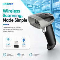 Escáner de Códigos de Barras Inalámbrico NORGEE N1200R, Lector de Códigos QR 2D para Almacenes, 2.4G y USB