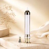 Flacon pompe airless 10 ml en plastique AS, doré/argenté, pour cosmétiques, sérum et acide hyaluronique – Emballage vide