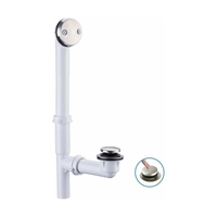 Kit de vidange tubulaire pour baignoire 1-1/2" avec coudé à bascule, bouchon hexagonal, tuyau en PVC (finition naturelle) et raccord de tuyau