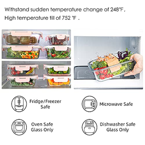 Conteneur alimentaire carré en verre borosilicate de haute qualité avec couvercle hermétique – Vente en gros |   Sans BPA, compatible micro-ondes et congélateur, OEM personnalisé - Product Image 5