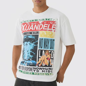 T-Shirt Personalizzata di Alta Qualità con Stampa Grafica, Cotone Pesante 280gsm, Maglietta Oversize da Uomo Stile Hip Hop Streetwear, Bianca a Maniche Corte - Product Image 1