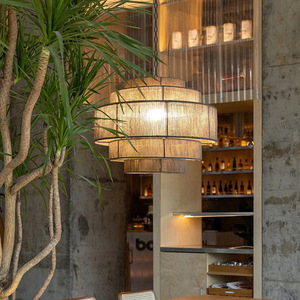 Lustre en corde de chanvre de style japonais, diamètre 50cm 60cm 80cm, lumière LED ronde, ampoule E27, salon, chambre à coucher, salle à manger, bureau - Product Image 2