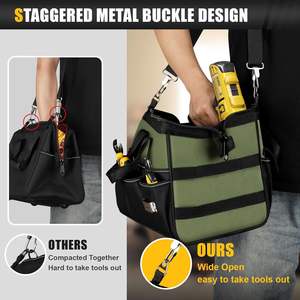 15-Inch Heavy Duty Nylon Tool <b>Bag</b> 16-Pocket Portable Foldable Organizer Storage Tactical Tote with Large Zipper - Product Image 4