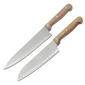 7in Santoku סכין 8 אינץ שף סכין נירוסטה לעמוד חיתוך סכין סט עץ ידית