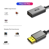 Cable Adaptador DisplayPort Macho a HDMI Hembra de 4K 60Hz Negro para Pantallas de Proyector HDTV y PC