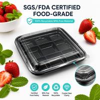 Boîte d'emballage alimentaire carrée personnalisable en PET transparent de qualité alimentaire à 9 compartiments pour boulangerie, gâteaux, pain, sushis