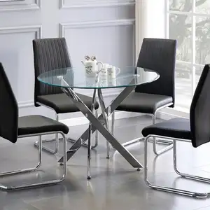 Jiak — ensemble de table à manger en plastique et marbre noir, style moderne, chaise avec dossier allen, en tissu gris