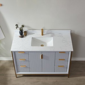 <span class=keywords><strong>Mobile</strong></span> <span class=keywords><strong>Bagno</strong></span> Moderno a Parete in Legno Massello con Lavabo in Ceramica e Scarico in Rame, Ecologico - Product Image 2
