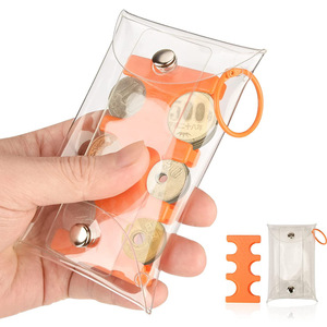Japanese-style minimalist <b>coin</b> clip <b>coin</b> <b>purse</b>, mini portable transparent PVC <b>coin</b> bag, <b>coin</b> clip storage cover. - Product Image 1