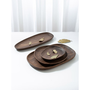 Solid Wood Irregular <b>Plates</b> <b>Black</b> Walnut Serving Trays Nordic Style Household Tableware - Product Image 2