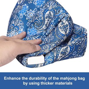 Sac vide pour tuiles de mahjong, adapté aux tuiles de mahjong américaines de taille standard de 1,2 pouces, sac imprimé bleu épaissi - Product Image 4