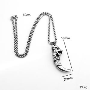 Yunnique – collier avec pendentif tête de loup en acier inoxydable pour hommes, design animal géométrique, bijoux cadeau - Product Image 5