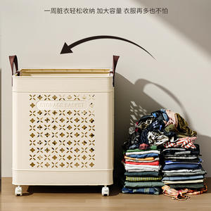 ตะกร้าผ้าพับได้ขนาดใหญ่พร้อมล้อสำหรับเก็บเสื้อผ้าใช้ในห้องน้ำรูปทรงสี่เหลี่ยมผืนผ้า - Product Image 4