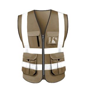 ZUJA بالجملة متعددة الوظائف البني جيوب متعددة عالية فيس عاكس سترة سلامة العمال - Product Image 1