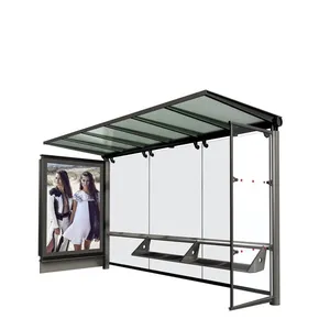 City Street Advertising Bus Stop Scrolling Light Box Stainless Steel Bus Shelter