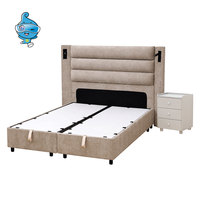 Lit de rangement capitonné Queen/King Size avec tête de lit à éclairage LED, en bois massif, design européen