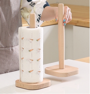 Outils d'organisation de cuisine Porte-rouleau vertical en bois Porte-serviettes en papier de cuisine écologique - Product Image 3