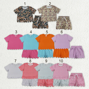 Conjuntos de Ropa para Bebés Niñas, Camiseta de Manga Corta con Bolsillos y Pantalones Cortos con Volantes - Product Image 1