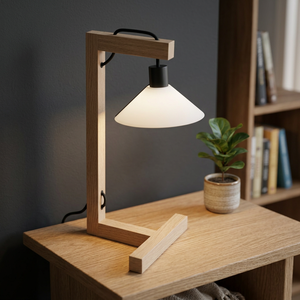 Nordic Wooden <b>Table</b> <b>Lamp</b> Minimalist Desk Light White Shade Task <b>Lamp</b> for Living Room Bedroom <b>Study</b> - Product Image 4