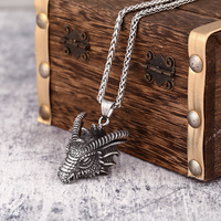 Pendentif populaire en os de poisson Tigre/Dragon, bijoux vintage en acier inoxydable argenté, collier pendentif animal pour homme