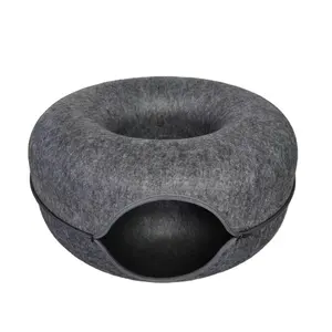 Peekaboo Cat Cave Tunnel Cat Bed A Donut Felt Cat's Nest For Toys