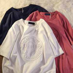 Oem Blank circa 100% t-shirt in cotone camicie grafiche personalizzate con logo stampato in rilievo t-shirt da uomo in tinta unita - Product Image 1