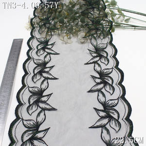 Nouvelle conception, dentelle noire douce de 22 cm avec des fleurs scintillantes et un fil métallique, broderie en maille pour soutien-gorge féminin - Product Image 3