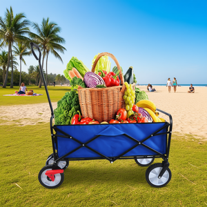 Chariot de jardin pliable Db Garden Storage Wagon bleu à 4 roues pour les courses, la plage et les activités de plein air - Product Image 2