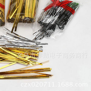 Màu Vàng Và Bạc Nhựa Tráng Dây Tie Dây Lollipop Tie Bánh Mì Túi Hàng Tạp Hóa Túi Thuận Tiện Niêm Phong Ràng Buộc Cáp - Product Image 4