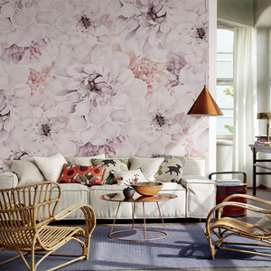 Carta da Parati Personalizzata con Paesaggio Naturale Stampata in 3D, Dipinta a Mano con Foglie e Fiori per Decorazione Murale - Product Image 3