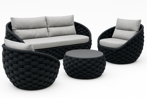 ชุดโซฟาเชือกกลางแจ้งแบบหรูหราเซตเลานจ์ลานถักด้วยมือพร้อมเบาะรองนั่ง - Product Image 2