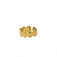 Großhandel Schmuck Hypoallergener Edelstahl 18K PVD-Beschichteter Vintage Strukturierter Statement Verstellbarer Offener Ring für Damen