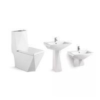 Grande Promotion Lavabo sur Colonne Couleur Blanche Facile à Nettoyer, Cuvette de Toilettes Céramique Sanitaire WC Ensemble Meuble de Salle de Bain