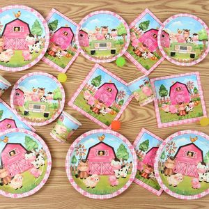 Suministros para <span class=keywords><strong>fiestas</strong></span> de animales de <span class=keywords><strong>granja</strong></span> Juegos de platos y servilletas de papel desechables Platos de cena para <span class=keywords><strong>fiestas</strong></span> de animales Tazas Servilletas Vajilla para <span class=keywords><strong>fiestas</strong></span> - Product Image 5