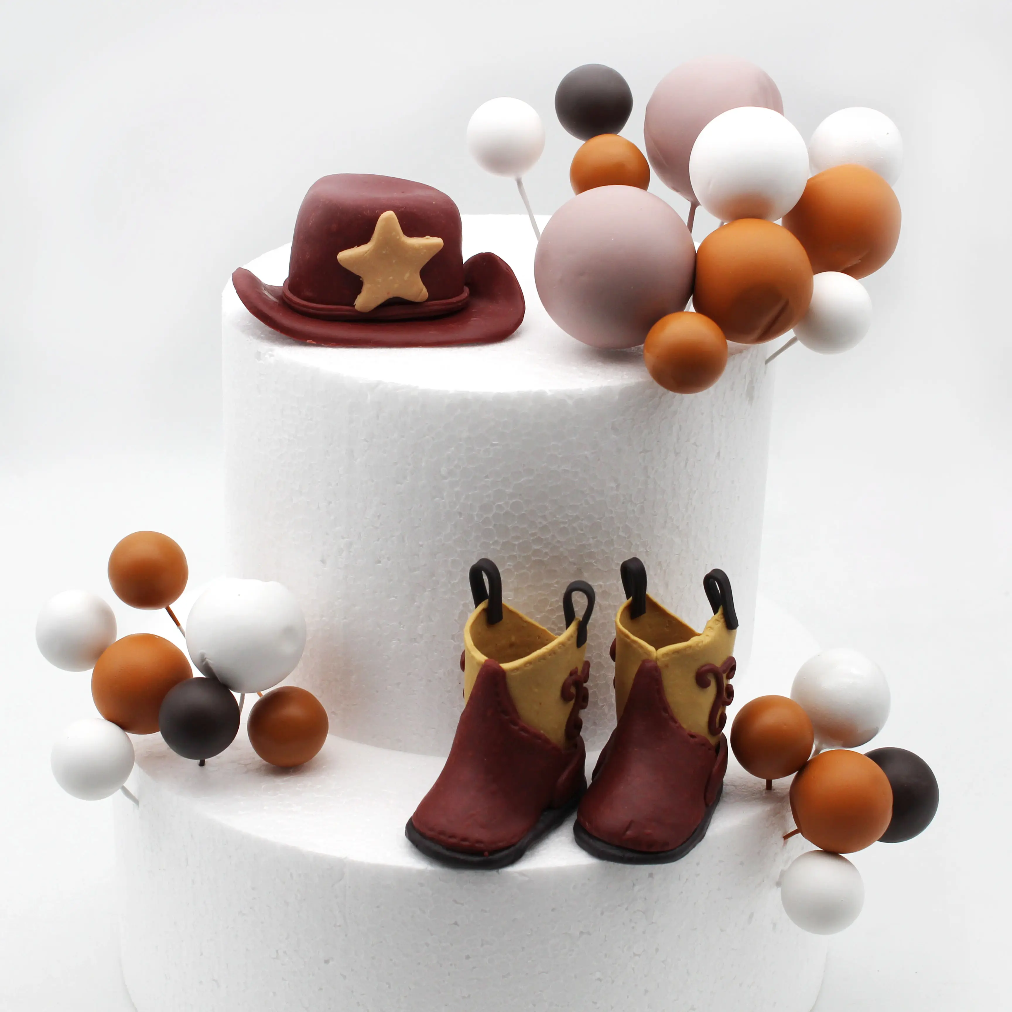 Decorazioni per scarpe da cowboy in stile retrò con decorazioni colorate in plastica palline di compleanno